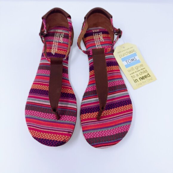TOMS Colorful Woven Thong Sandals (Size 9.5W) NWT - Picture 3 of 4